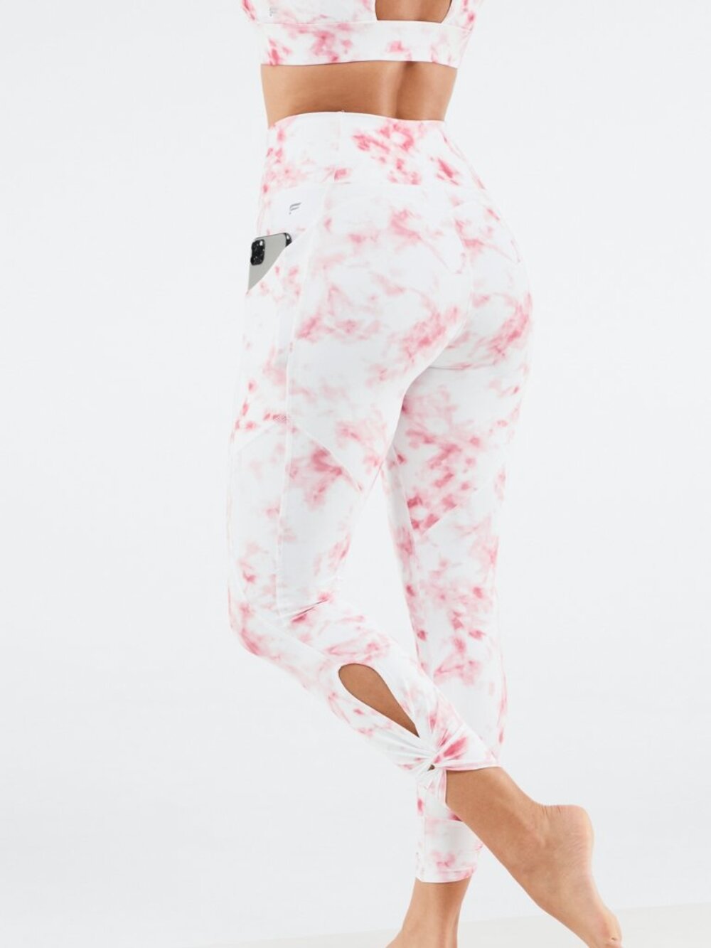 Fabletics Oasis Leggings & Bra Set - Red Marble